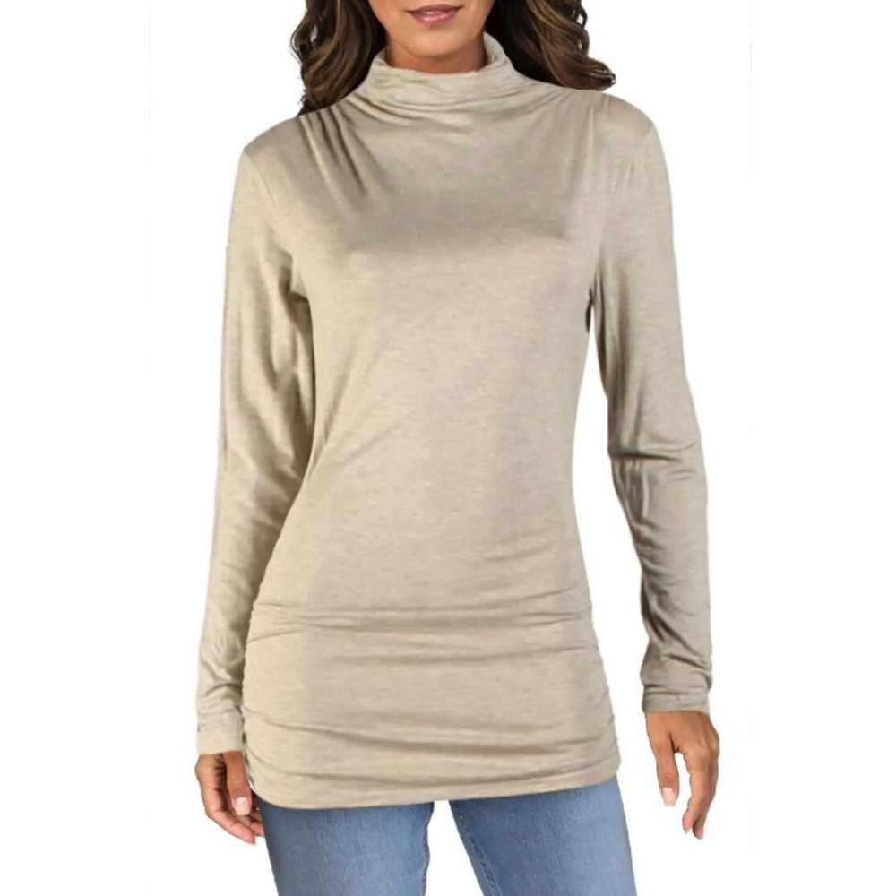 MAX STUDIO women top shirt dress turtleneck 9708H76 hoatmeal grey XS $78